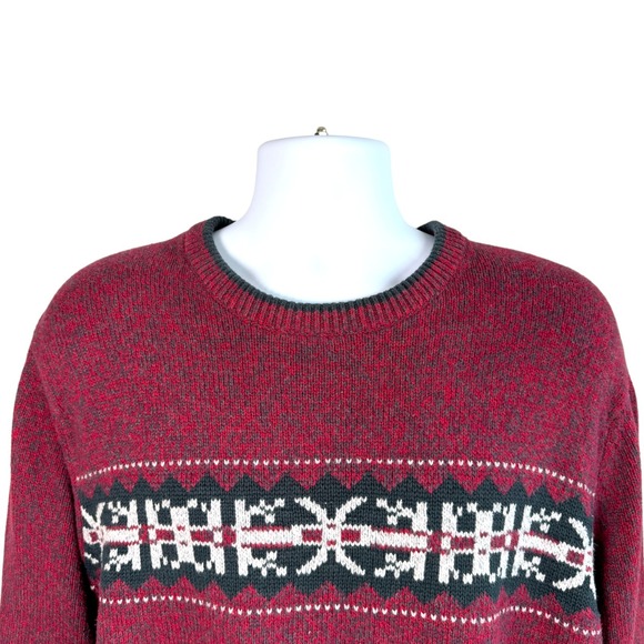 Eddie Bauer Mens Fair Isle Cotton Blend Sweater Size XL Outdoors Cabincore - Picture 2 of 6